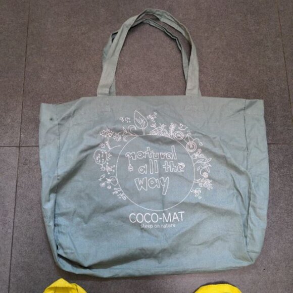 Coco Mat soft cotton reusable bags set of 3 Teal and Yellow - Picture 2 of 7